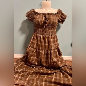 Cute plaid dress with elastic waist unworn summer cottagecore